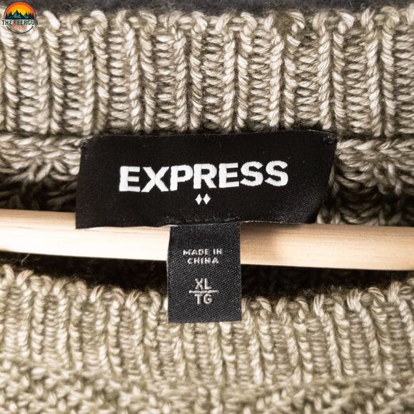 Express Pullover Sweater Gray Cotton Blend Round Neck Long Sleeve Men's Sz XL - Picture 8 of 9